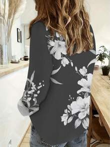 New European And American Fashion Print Long Sleeve Blouse For Women, Summer And Autumn