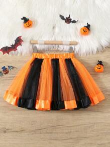 青少年女孩万圣节派对黑色裙子搭配薄纱橙色芭蕾舞裙，儿童舞台芭蕾舞裙 - 彩色 - 查看 2