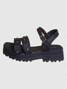 Kids' Platform Tractor Sandal With Spike Kidstep - Black - View 2