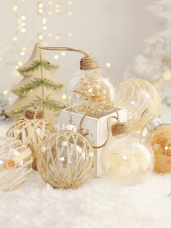 6 pezzi, 6/8cm Palline decorative natalizie da appendere, palline in PET trasparente, decorazioni per feste di Natale, per albero di Natale, casa, interno, esterno, centro commerciale, hotel, caffè, ristorante, set regalo di palline di Natale, regalo, Natale, decorazioni natalizie per la casa, decorazioni per la stanza