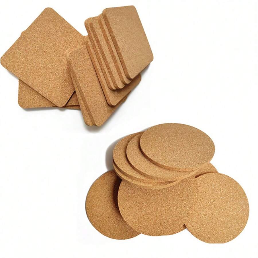 10 件/套圆形和方形软木杯垫，直径 9 厘米和 10 厘米，适用于家庭、办公室、厨房、DIY 隔热垫 - 10pcs - 查看 1