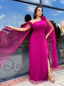 LONG PARTY DRESS FOR GODMOTHER, WEDDING, GRADUATES, BRILLIANCE, FLOWERS NEW - 玫瑰紅 - 查看 1