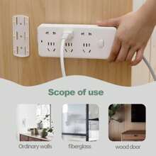 2/4/8 Pcs Adhesive Punch-Free Socket Holder, Desktop Socket Fixer, Power Strip Holder Wall Mount For Home Table Wall, Self-Adhesive Desktop Socket Fixer For WiFi Routers Remote Controls For Kitchen Home Office Cable Management