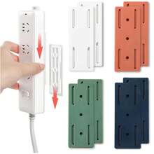 2/4/8 Pcs Adhesive Punch-Free Socket Holder, Desktop Socket Fixer, Power Strip Holder Wall Mount For Home Table Wall, Self-Adhesive Desktop Socket Fixer For WiFi Routers Remote Controls For Kitchen Home Office Cable Management