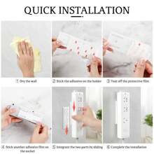 2/4/8 Pcs Adhesive Punch-Free Socket Holder, Desktop Socket Fixer, Power Strip Holder Wall Mount For Home Table Wall, Self-Adhesive Desktop Socket Fixer For WiFi Routers Remote Controls For Kitchen Home Office Cable Management