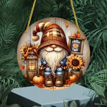 1/2 件 2D 亚克力平面快乐秋季侏儒标志，多用途墙面装饰，适用于庭院、花园、厨房、酒吧、门廊 - 彩色 - 查看 3