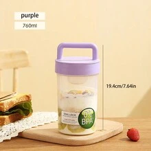 1pc Keep Fit Salad Meal Cup, Single/Double Layered Salad Container For Lunch, Portable Fruit And Vegetable Salad Cups Container With Fork & Salad Dressing Holder