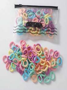50 件女士无缝拇指环发带袋装马尾辫固定器带小松紧带适用于 DIY DIY 简约时尚发绳袋装休闲发绳 - 彩色 - 查看 1
