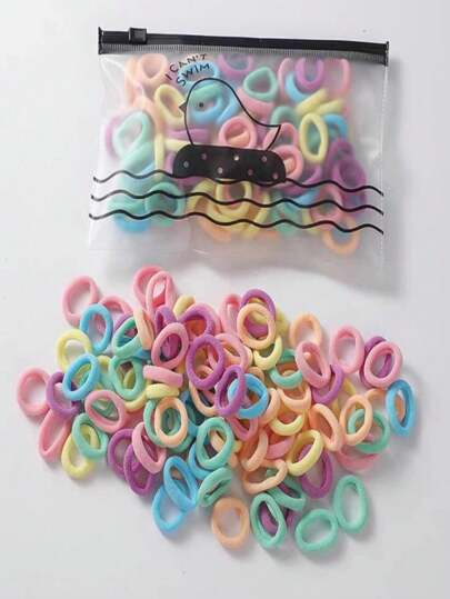 50 件女士无缝拇指环发带袋装马尾辫固定器带小松紧带适用于 DIY DIY 简约时尚发绳袋装休闲发绳