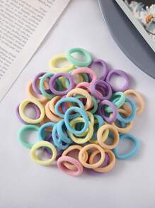 50 件女士无缝拇指环发带袋装马尾辫固定器带小松紧带适用于 DIY DIY 简约时尚发绳袋装休闲发绳 - 彩色 - 查看 8