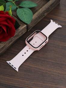 Compatible With Apple Watch Band And Case Combination Set Men'S And Women'S Fashion Sports Soft Comfort Rivet Buckle Silicone Strap + Anti-Drop, Scratch-Proof And Anti-Collision Hard Pc Case Tempered Glass Film Integrated Watch Case Compatible With Apple Watch 40/41/42/44/45/46/49mm Band And Cases Compatible With Apple Watch Series Ultra/11/10/9/8/7/6/5/4/Se Strap And Case Simple Waterproof And Sweat-Proof Convenient Replacement Strap Case