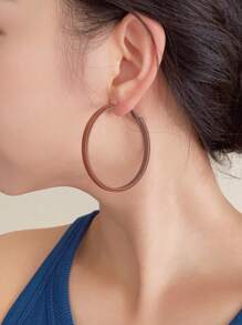 1 Pair Retro Leather Round Hoop Earrings For Women, Minimalistic Fashion Dangle Earrings For Party, Casual And Holiday Wear, Black