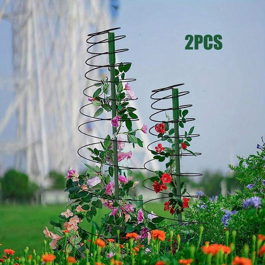 Plant Stand Vine Climbing Rack Spiral Iron Ring Stand Pot Plant Fixed Vine Climbing Rack Gardening Planter Stand - màu đen - Xem 1