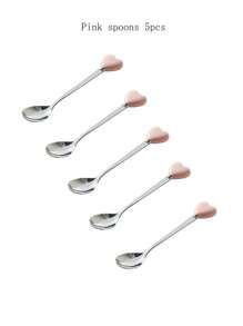 2/5/10 chiếc nĩa, thìa, dụng cụ khuấy cà phê, dụng cụ gắp trái cây và tráng miệng hình trái tim bằng thép không gỉ sáng tạo làm quà tặng Giáng sinh - nhiều màu - Xem 17