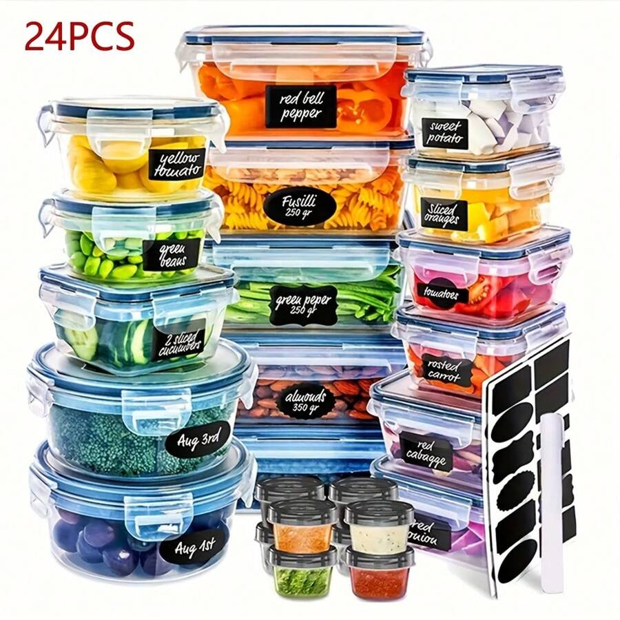 14PCS/24PCS Plastic Food Storage Containers Leakproof Containers For ...