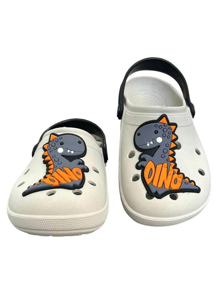 Children's Slipper Boy Dinosaur Dino Sandal Rubber Flip Flops Lightweight Comfortable Kids - Xám - Xem 3
