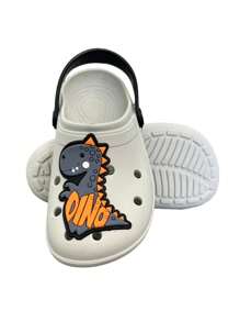 Children's Slipper Boy Dinosaur Dino Sandal Rubber Flip Flops Lightweight Comfortable Kids - 灰色 - 查看 1
