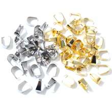 100pcs Stainless Steel Gold Color Pendant Pinch Bail Clasps Necklace Hooks Clips Connector DIY Jewelry Making Findings - Pinch Bail - View 2