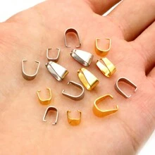 100pcs Stainless Steel Gold Color Pendant Pinch Bail Clasps Necklace Hooks Clips Connector DIY Jewelry Making Findings - Pinch Bail - View 3