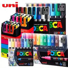 UNI Feutre Acrylique Paint Marker Pen Set NEW PACKAGE PC-1M 3M 5M Water Based Colors Permanent Acrylic Pen Graffiti Art Supplies