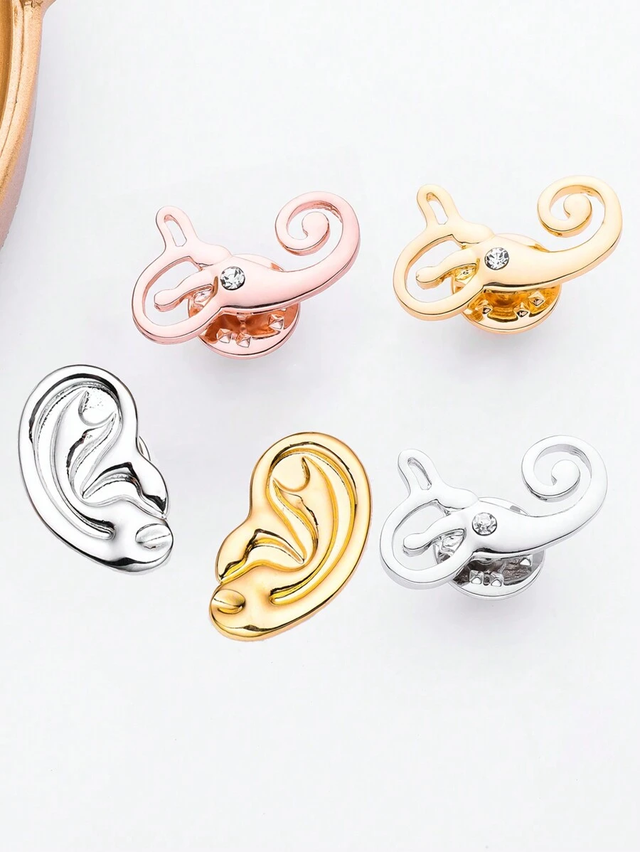 1pc Exquisite Cochlear Ear ENT Metal Brooch Lapel Backpack Badge Jewelry Gift For Doctors And Nurses - Multicolor - View 1