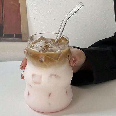 530毫升无吸管咖啡杯，家用，女士适用，奶茶杯，适合女士，牛奶杯。美学波浪杯，波浪设计杯，冰咖啡透明杯，现代独特玻璃杯，矮杯，冷饮杯，创意厨房杯，装饰水杯。非常适合日常使用，咖啡和茶饮时光，家居装饰，社交场合，礼物创意，摄影道具，餐厅或咖啡馆等。