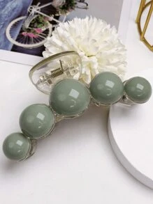 1 pieza Pinza de pelo negra con perla falsa blanca, accesorio para peinado de uso diario - Blanco y Negro - Ver 2