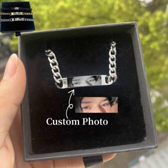 Customized Eye Photo Stainless Steel Link Chain Laser Engraved Picture Bracelet, Souvenir Gift Black,Silver,Gold Stylish,Vintage,Contracted,Simple,Unisex,Punk Custom,Personalized,Unique Ideal Gifts For Him Her,Boyfriend,Girlfriend,Dad,Mom,Family,Friends,Pets,Grandparents,Son,Daughter For Anniversaries,For Birthdays,For Daily Wear,For Prom,For Father's Day,For Mother's Day,For Valentine's Day,For Graduation,For Weddings,Black,Silver,Gold,Stylish,Colorful,Vintage,Simple,Unisex,Casual,Cuties,Custom,Personalized,Unique,Ideal Gifts For Him,Ideal Gifts For Her,Her,Boyfriend,Girlfriend,Dad,Mom,Family,Friends,For Anniversaries,For Birthdays,For Graduation,For Prom,For Party,Delicate Romance,Silver Stylish,Pearlescent Decor