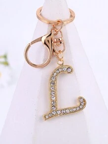 1 st., vergulde en met strass versierde eerste letter sleutelhanger, schattige strass sleutelhanger, geschikt voor dagelijks gebruik, geschikt voor zowel mannen als vrouwen, ringtas, sleutelhanger, rugzakhanger, cadeaus voor vrouwen en meisjes, portemonnee en handtas accessoires, eerste letter A-Z