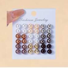 18pairs New Coated Colorful Ball Stud Earring Set - Colorful - View 3
