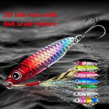 Realistic Fish Scale Patterned Lure, Long Distance Casting Spoon Metal Blade Fishing Lure, Sea Fishing Mackerel Imitation Lure, Full Water Column Floating Metal Blade Lifelike Bait