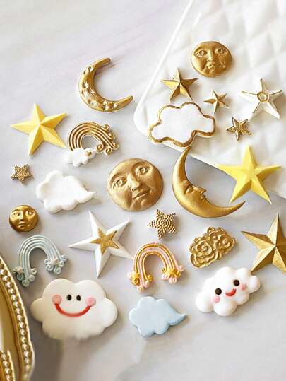 Cartoon Moon Star Cloud Silicone Fondant Cake Mould, Chocolate Clay Mould, Resin Mould, Chocolate Mould