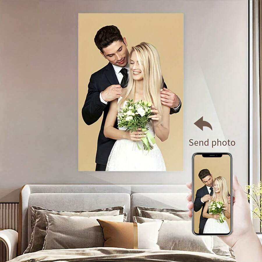 1Pc Khung ảnh gỗ tùy chỉnh Canvas Poster - Kỷ niệm cá nhân của cặp đôi & Khoảnh khắc quý giá, Món quà hoàn hảo cho bạn bè & gia đình, Lý tưởng cho phòng ngủ, phòng khách, trang trí văn phòng - Sinh nhật, Kỷ niệm, Valentine, Giáng sinh