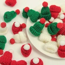 5قطع قبعة مصغرة مرسومة بالإبرة جميلة لأغطية الأصابع حرف تزيين حفلة عيد الميلاد