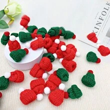 5قطع قبعة مصغرة مرسومة بالإبرة جميلة لأغطية الأصابع حرف تزيين حفلة عيد الميلاد