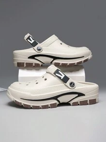 Men's Hollowed-Out Summer Sandals, Korean Style Breathable Anti-Skid Slippers, Non-Slip Beach Shoes For Outdoor Wear - Khaki - View 8