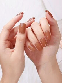 Beauty Sticker 64 miếng dán móng gel bán cứng, thích hợp với mọi loại đèn UV, bền lâu, thiết kế nhiều màu sắc cho mùa đông, miếng dán móng tay tự dính bóng, nghệ thuật làm móng dạng gel cho phụ nữ và trẻ em gái tự làm tại nhà - Nhiều màu - Xem 5