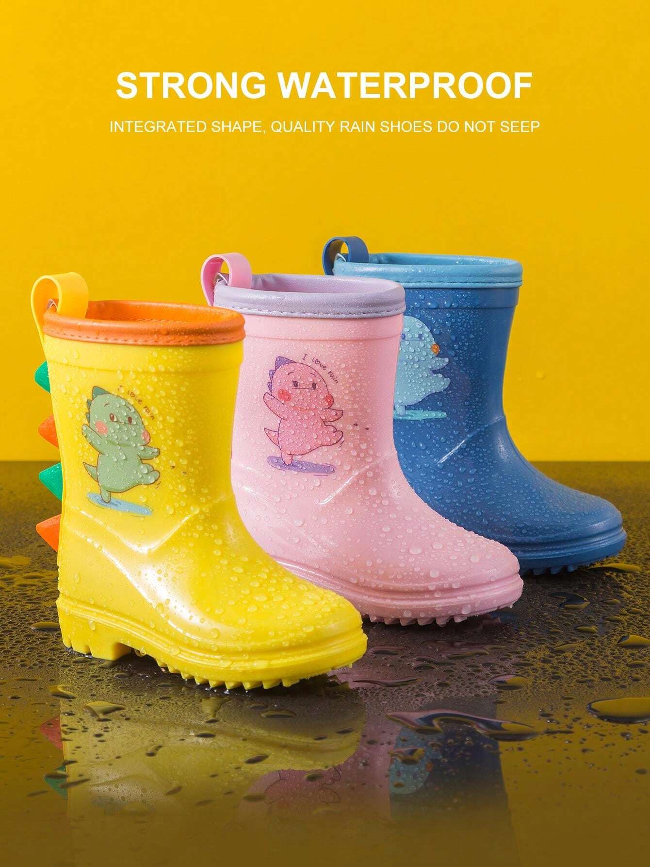 Kids Waterproof Rain Boots, Children Cute Dinosaur 3D Pattern Rain