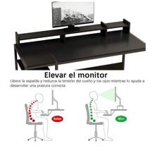 Escritorio De Computadora Oficina Con Estante Almacenamiento - Negro - Ver 9