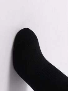 10-Pack Men's Black Simple Lettering Printed Sports Socks - Black - View 4