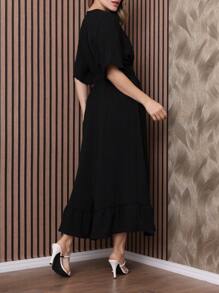 Women's Long Dress With Flare Sleeves 38 To 42 - màu đen - Xem 3