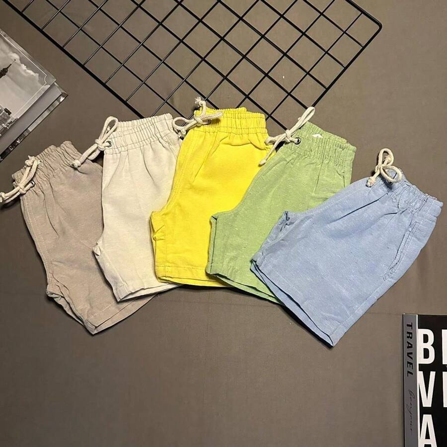 Kit 2 Children's Shorts Mauricinho Linen Boy Bermuda Premium Quality - Nhiều màu - Xem 1