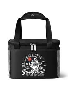 返校最喜爱的宇航员卡通印花午餐袋 - 双层隔热可重复使用的午餐袋，隔热效果极佳 - 非常适合工作、野餐、学校和旅行，让您的食物保持新鲜美味