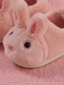 1 par de zapatillas de conejito de dibujos animados para niñas, zapatos lindos para interiores del hogar para niños, apropiados para otoño/invierno