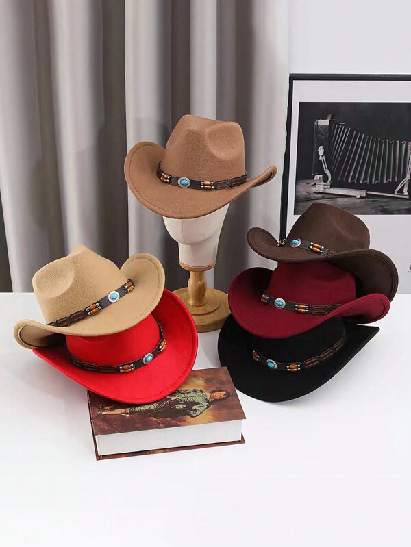 1pc Unisex Retro Bohemian Solid Color Polyester Felt Hat, Casual Vintage Beret Cap Suitable For Autumn/Winter