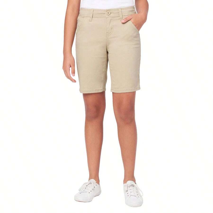 Juniors School Uniform Super Stretch Bermuda Shorts - 卡其色 - 查看 1