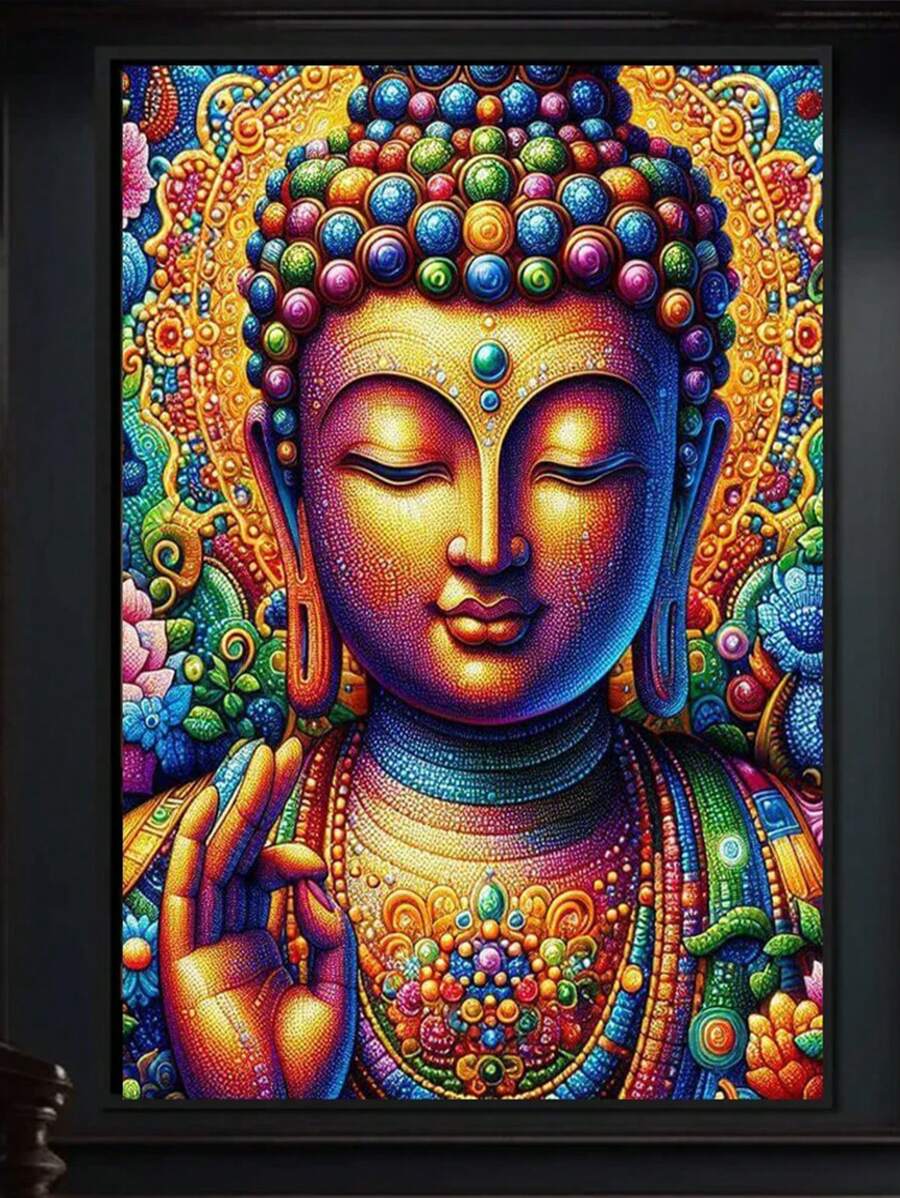 金佛 DIY 钻石画 新款 2025 钻石马赛克套件 适合成人，5D 钻石艺术套件带全圆形钻石马赛克肖像家居墙面装饰圣诞礼物