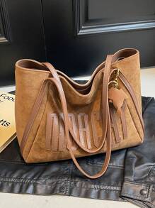 low tea 1 pieza Bolso de hombro de tela para mujeres, bolso de tote casual vintage de gran capacidad con cierre de cremallera, adecuado para viajes, compras, citas, adolescentes, estudiantes universitarias y mujeres de oficina, ideal para oficina, escuela, trabajo, negocios, transporte, exteriores, viajes (se vende con Charm accesorio), nuevo bolso de mujer de otoño e invierno, mejor bolso de otoño, bolso inspirado en lo retro para mujeres
