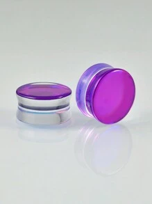 Pair Glass Double Flare Purple Glass Flashback Ear Plugs Brown Color Tunnel Gauge Ear Stretching Piercing Expander - Brown Glass - View 16