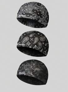 Musion 1pc/3pcs Motorcycle Helmet Inner Cap Absorb Sweat Head Cover Super Cool Sport Beanie High Stretch Outdoor Sports Cap - Multicolor - View 4